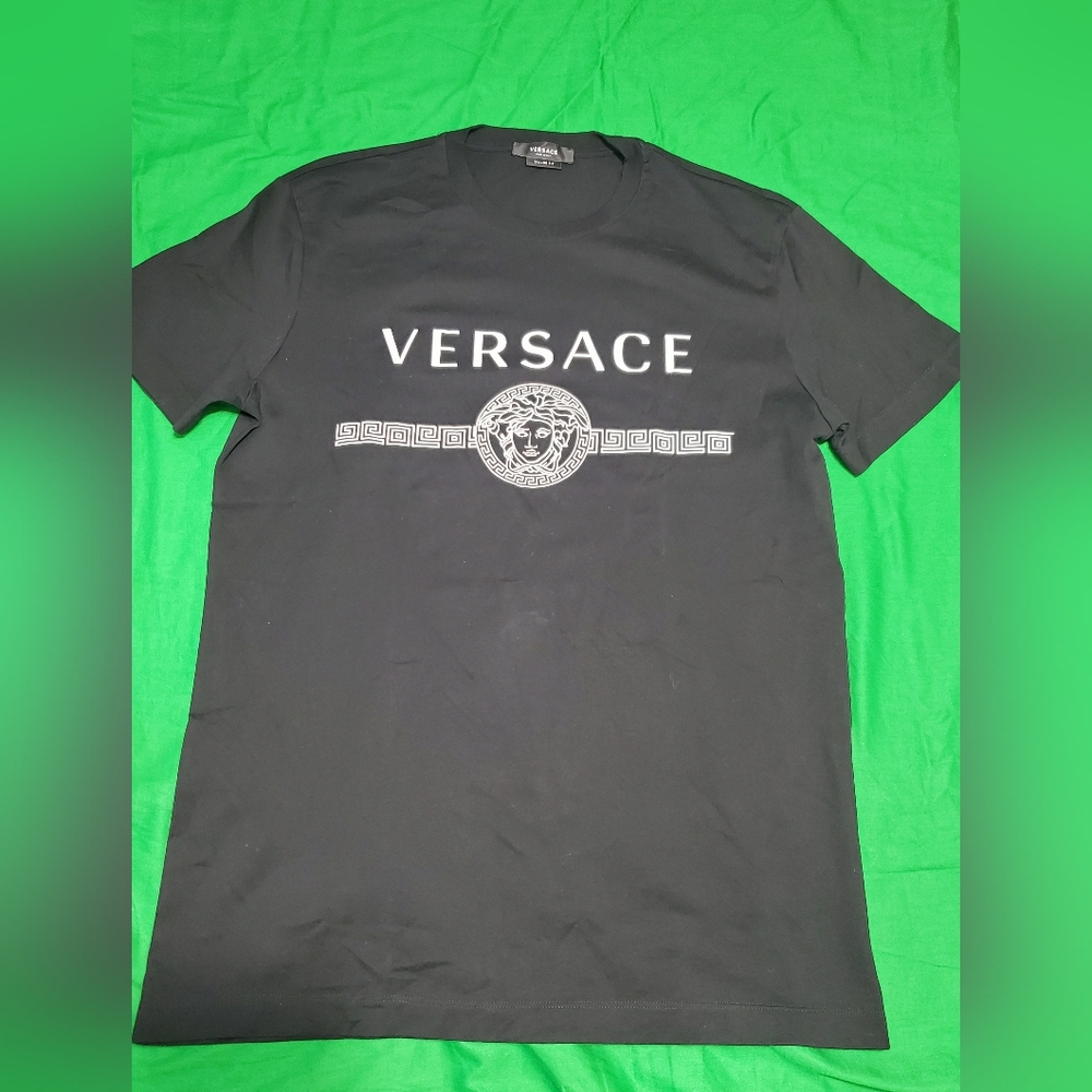 Versace Black T-Shirt with White Medusa Logo Size "M"